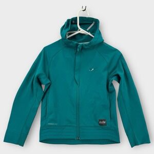 Nike Therma-Fit Full Zip Hoodie Youth Large Teal Fleece Lined Stretch Elite Boys